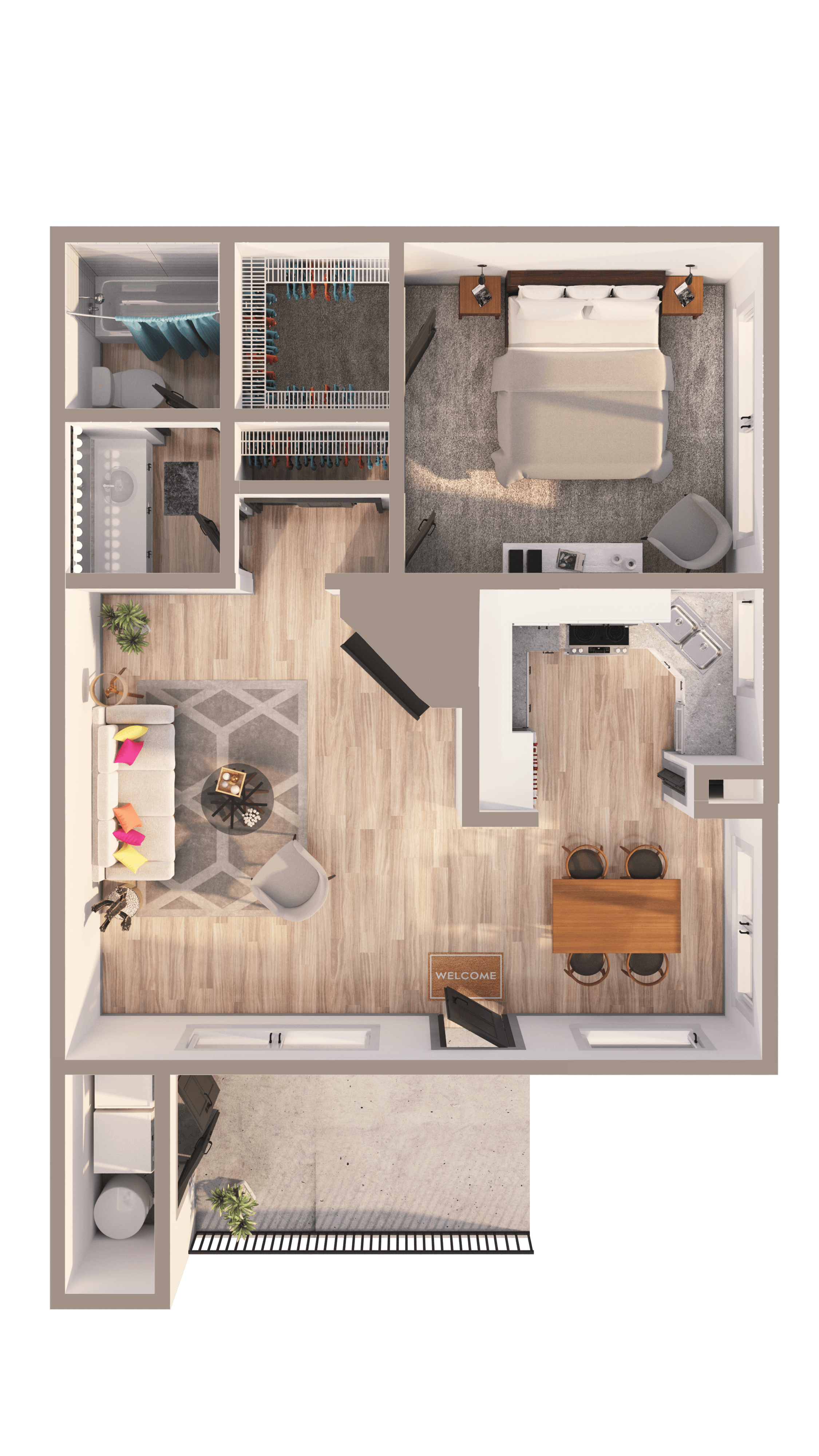 Floor plan layout diagram for 1B Renovation 4